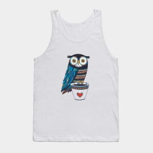 Cute owl illustration in hand drawn style Tank Top